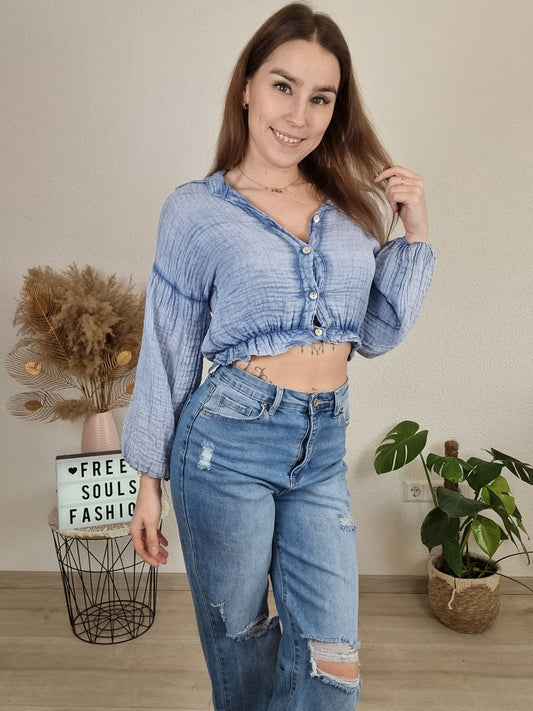 Cropped Musselin Bluse