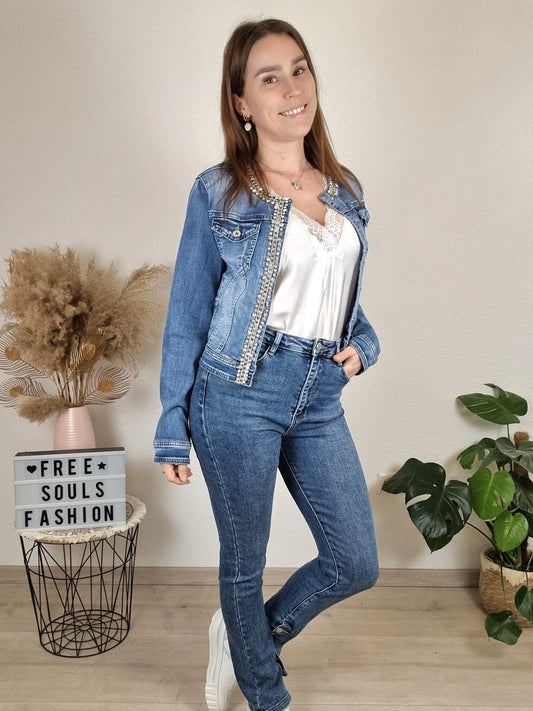 Jeansjacke mit Strass