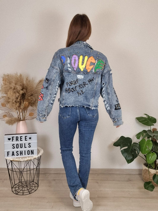 Jeansjacke mit Aufdruck