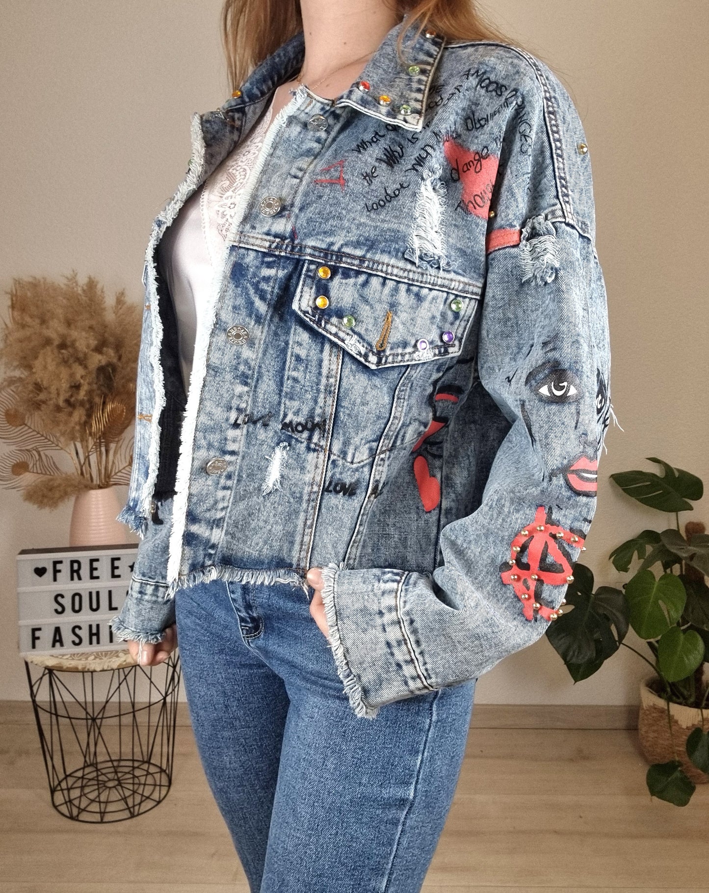 Jeansjacke mit Aufdruck