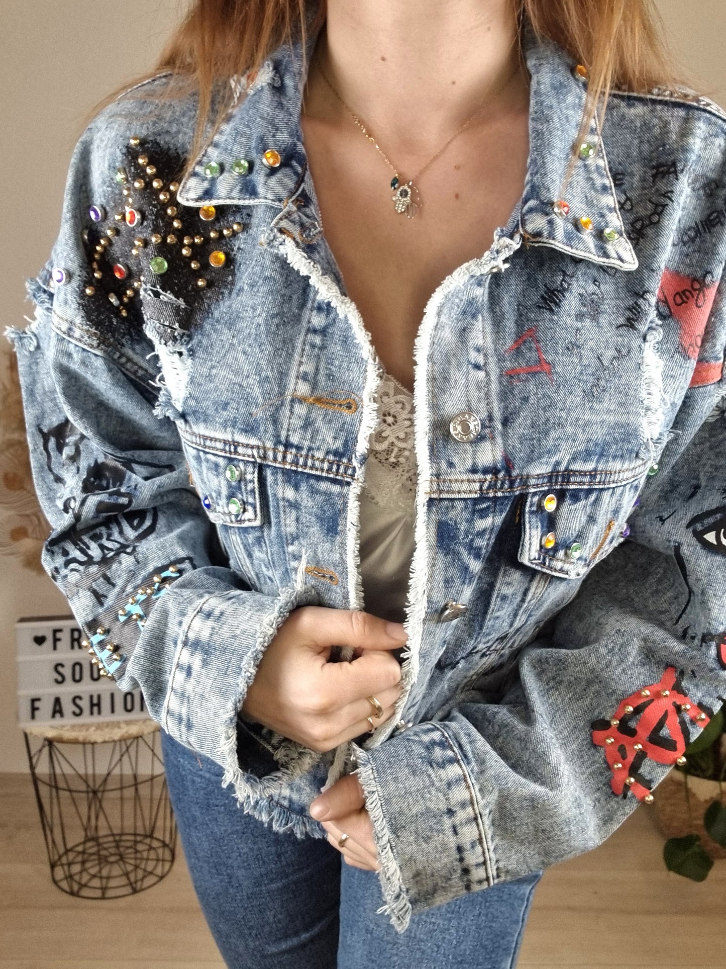 Jeansjacke mit Aufdruck