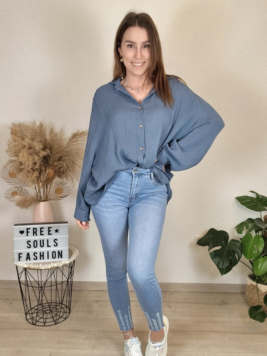 Musselin Bluse mit Pailettenverziehrung